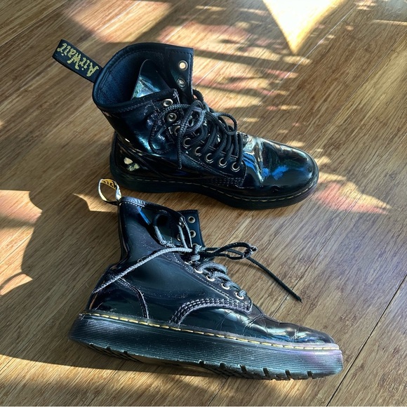 DR. MARTEN'S Women's Zavala Black Glossy Combat Boot - Picture 1 of 5